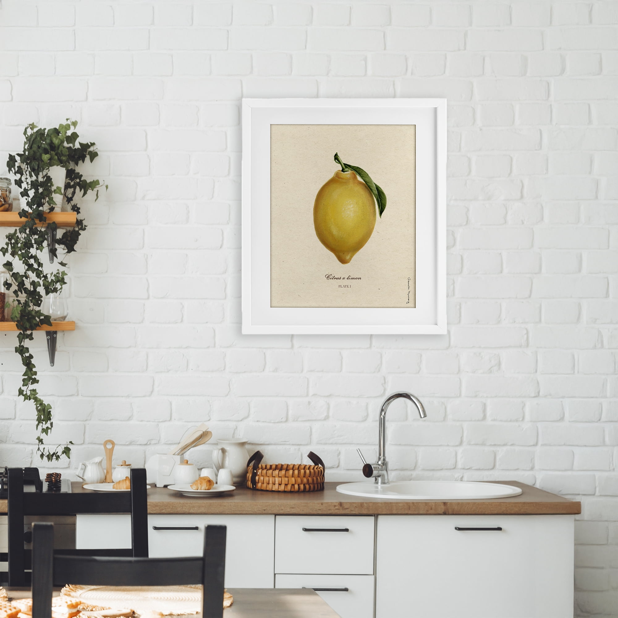 Stupell Industries Lemon Fruit Portrait White Framed Print Under Glass, design by Danielle Murray
