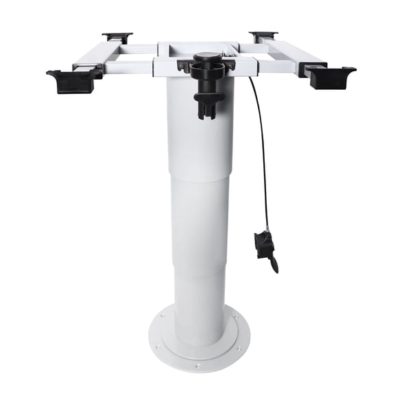 4-Way Sliding RV Table Pedestal Gas Lift, 12-30 Inch Adjustable Heavy Duty Aluminum Mount for Camper Yacht Marine, White