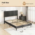 thumbnail image 3 of Costway Full Size Bed Frame with Height Adjustable Chevron Headboard, No Box Spring Needed Gray, 3 of 10