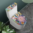 thumbnail image 2 of ZIATUBLE Boho Mandala Flower Toilet Lid Cover and Toilet Tank Lid Cover Reusable 2 Piece Bathroom Set with Toilet Lid Cover with Stretch Edges Toilet Lid and Tank Cover Sets, 2 of 7