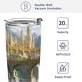 thumbnail image 4 of 11oz Stainless Steel Tumbler with Straw, Double Wall Insulated Travel Tumbler Fantasy City Bridge, 4 of 8