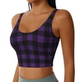 thumbnail image 2 of Goofa Purple Black Plaid Printed Sports Bras for Women, High Impact Running Bra Workout Crop Tank Tops Longline Sports Bra Push up-XX-Large, 2 of 9