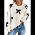 thumbnail image 2 of Suéter de Mujer Estilo Dulce Niña, Cuello Redondo, Jacquard, Larga, Otoño e Invierno Crema M, 2 of 10