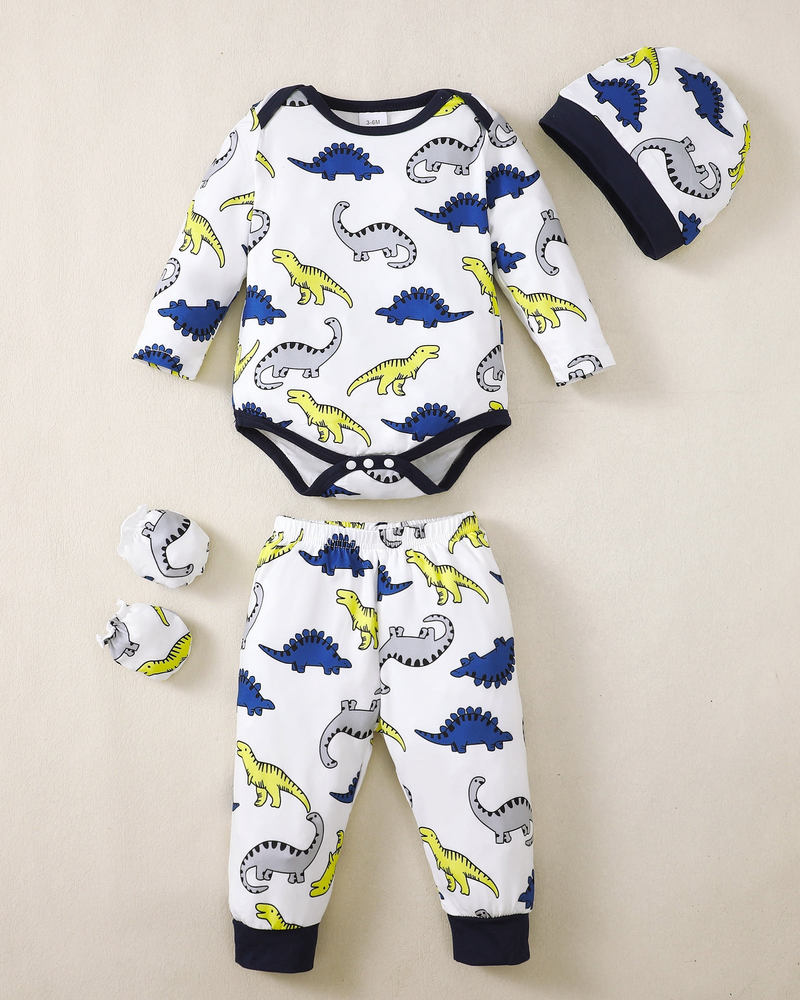 Newborn Baby Boys Outfits 3 Months Boys Pant Sets Newborn Boys 16 Pieces Layette Gifts Set Long Sleeve Romper Top Pants Hat Set Multicolor