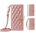 thumbnail image 2 of For Samsung Galaxy S26 5G Wallet Grid Texture Magnetic Flip Cover Card Holder & Bills Slot, Soft PU Leather Magnetic For Women Wallet Case With Detachable Shoulder Strap And Wrist Strap,Rose gold, 2 of 11