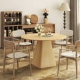thumbnail image 5 of 47" Round Dining Table for 4, Modern Farmhouse Kitchen Table with Triangular Wood Base, for Kitchen Living Room Dinning Room, Oak, 5 of 8