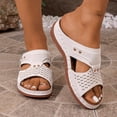 thumbnail image 4 of CYMMPU Women's Hollow Rivet Wedge Slide Sandals, Open Toe Cutout Platform Slip On Slippers, Casual Summer Daily Walking Shoes White 37, 4 of 9