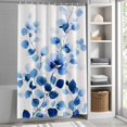thumbnail image 3 of Watercolor Blue Leaves Fabric Shower Curtain Simple Style Washable Shower Curtains for Bathroom, Waterproof Bath Curtain with Hooks Home Decor 72x72in, 3 of 8