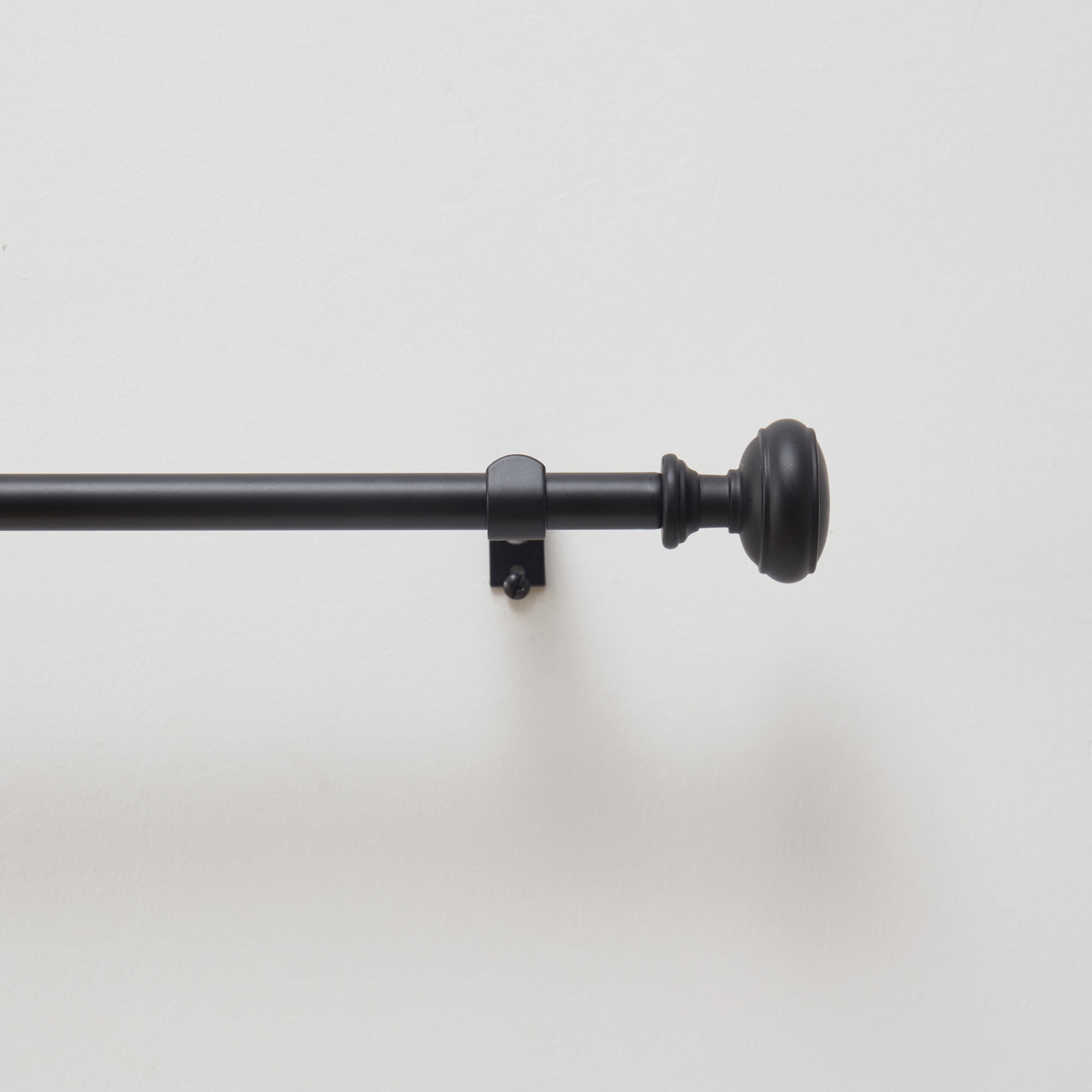 Martha Stewart Barrington 5/8", Adjustable Curtain Café Rod and Finial Set, Matte Black, 48'' - 86" Long