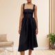 thumbnail image 2 of Vestido de fiesta con corsé para mujer Vestido a media pierna con tiras y ribete de encaje Vestidos sencillos y fluidos de una línea FLhrweasw Nuevo, 2 of 7