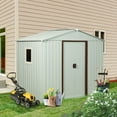 thumbnail image 3 of CarButler 8x4ft Metal Outdoor Storage Shed with Window and Lockable Sliding Doors for Garden Backyard Patio Lawn White, 3 of 7