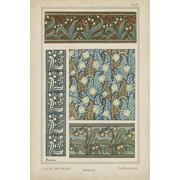 Art.com Nouveau Floral Design IV Art Print by Vision Studio, 12" x 18"