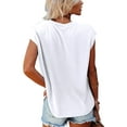 thumbnail image 3 of Fashnice Hauts d'Été pour Femmes Manches Courtes Col Rond T-shirt Ample Quotidien Chandail Blanc 2TG, 3 of 4
