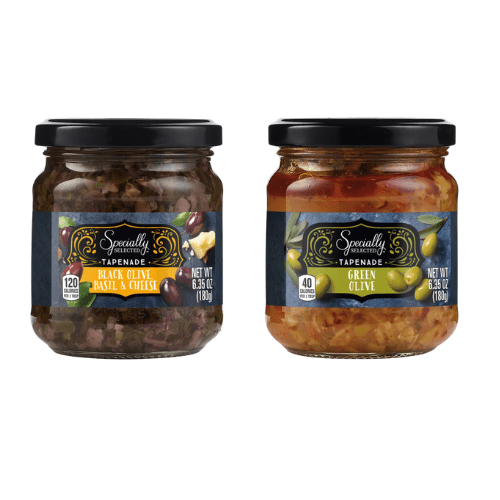 Specially Selected Green Olive Tapenade, 6 oz AND , Black Olive, and Cheese Tapenade ,2 Pack Variety