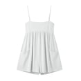 thumbnail image 4 of FDGIU Women's 2026 Summer Spaghetti Strap Romper, Gathered Empire Waist Pocket Sleeveless Casual Short Jumpsuit for Tennis Golf Daily Streetwear, 4 of 7