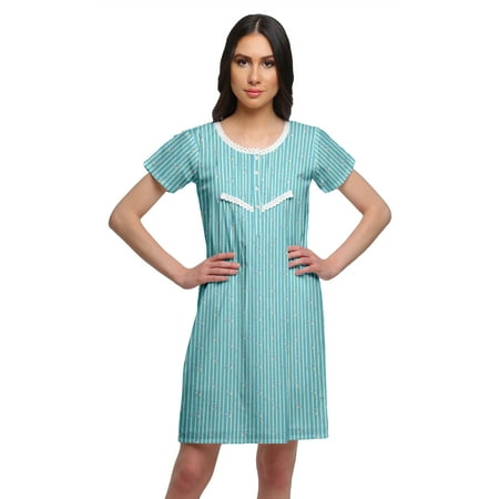 

Moomaya Womens Button Placket Nursing Nightwear Printed Nightdress For Ladies