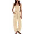 thumbnail image 5 of gakvbuo Summer Jumpsuits Womens Casual Strapless Overalls Playsuit Suspender Trousers Off The Shoulder Rompers Sleeveless Outfits With Pockets, 5 of 9
