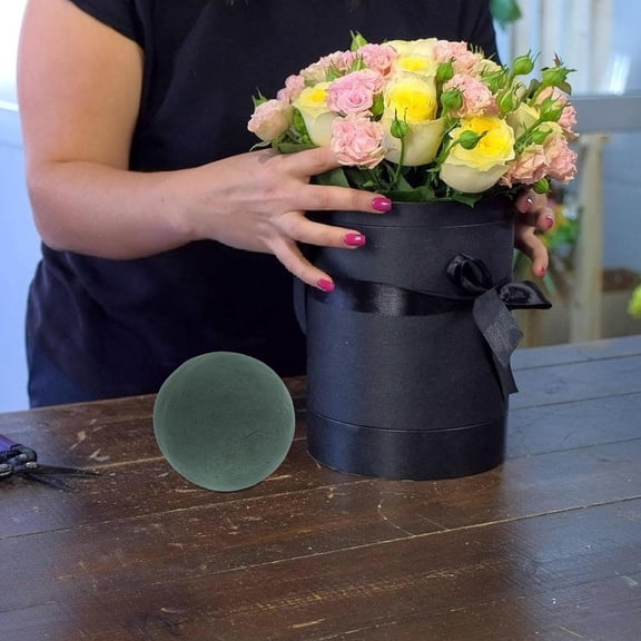 HONMEET 8Pcs Round Olive Green Florist Foam Blocks Ideal for Party Centerpiece and Wedding Flower Supplies