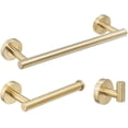 thumbnail image 1 of 3 Piece Bathroom Accessories, 30cm Towel Rack, Toilet Paper Holder, Robe Hook, Brushed Gold, 1 of 5