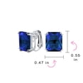 thumbnail image 4 of Bling Jewelry 10CT Blue Rectangle Radiant Cut Solitaire CZ Clip On Stud Earrings, 4 of 5