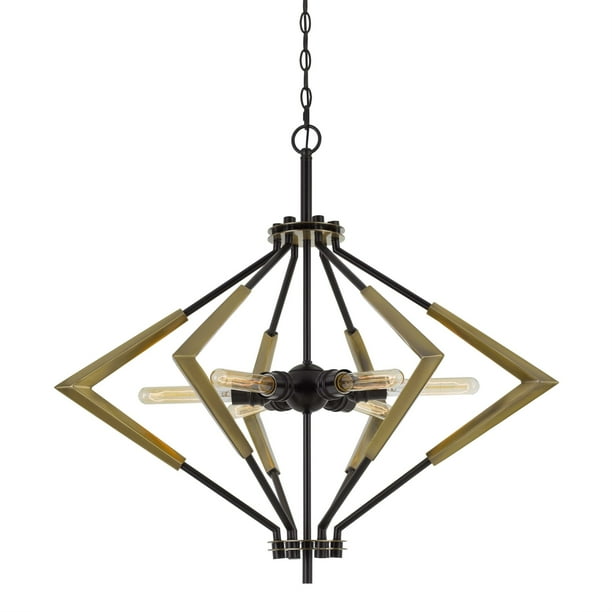 Geometric Diamond Metal Frame Chandelier With Chain Black And Gold Com Geometric Diamond Metal Frame, Geometric Gold And Black Chandelier