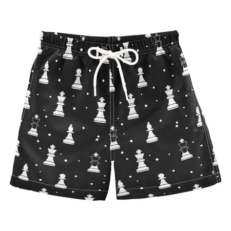 joogoo Boy Swim Trunks Chess Pattern Bathing Beach Board Shorts XS