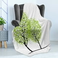 thumbnail image 4 of Tree of Life Soft Flannel Fleece Throw Blanket, Green Spring Trees with Birds Sitting on the Branch Warm Season Life, Cozy Plush for Indoor and Outdoor Use, 50" x 60", Green Black Blue, by Ambesonne, 4 of 5
