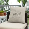 thumbnail image 2 of Sunbrella  Indoor/Outdoor Single Embroidered Pillow - "Front Porch Sittin'" Cast Silver with Grey Words, 2 of 5