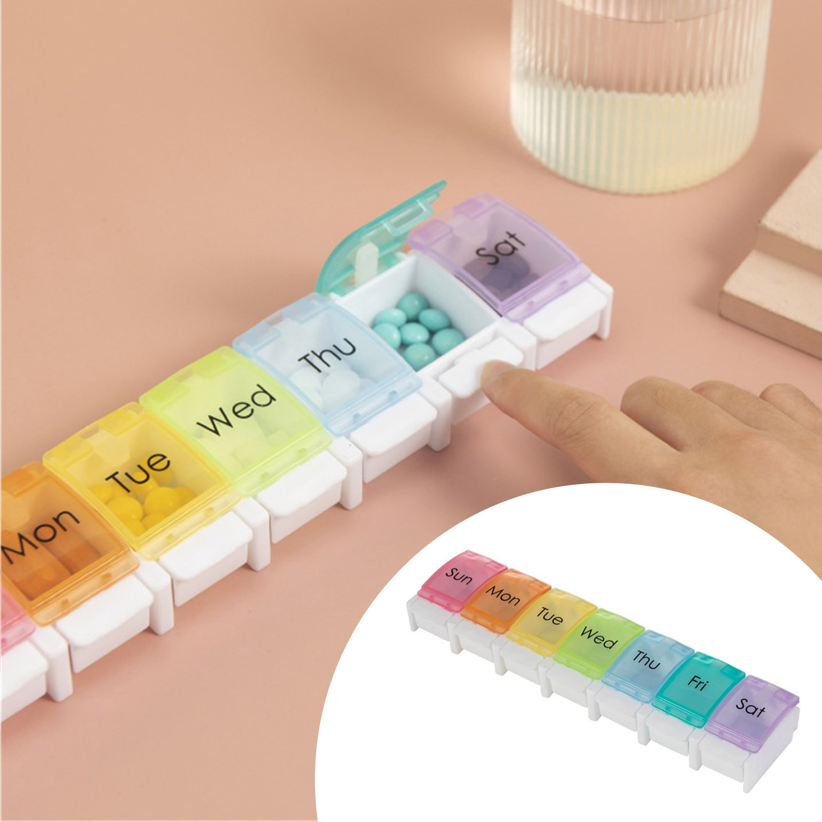 Apmemiss Torage Box 7 Day Medicine Tablet Dispenser Organizer Weekly