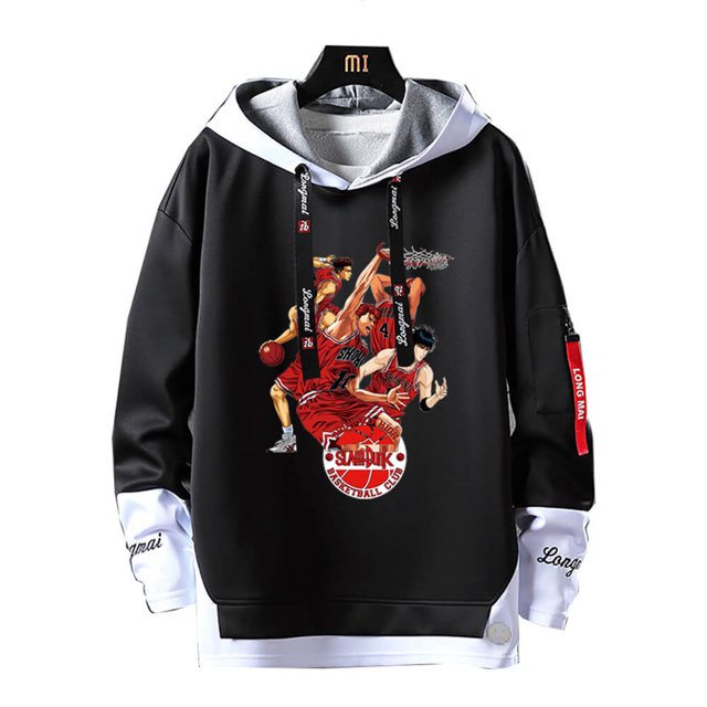 Sudadera de manga larga con estampado de Slam Dunk para hombre, Sudadera con capucha de Anime Shohoku Sakuragi Hanamichi, sudadera con cinta, Top de gran tamaño