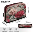 thumbnail image 3 of Standing Pencil Case with Base Large Capacity Stationery Pouch Pen Bag with Zipper for Women Men Pink and Red Peonies, 3 of 7