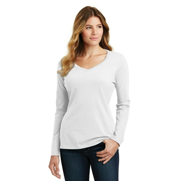 Port & Company Ladies Long Sleeve Fan Favorite V-Neck Tee