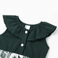thumbnail image 5 of PatPat Family Matching Outfits Baby Girl Clothes Romper Bodysuit Flutter Sleeve Ruffle Collar Button Front Tropical Leaf Print Snap Crotch One Piece Outfit, Army green, Baby Girl: 9-12M, 5 of 6