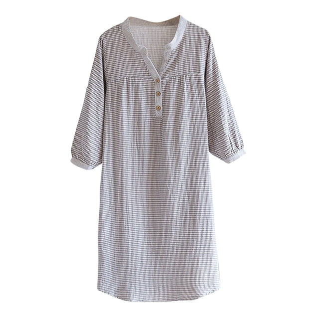 Tranfacy Chemises de Nuit pour Femmes, Chemises de Nuit pour Femmes, Robe de Nuit Mi-Longue à Manches Longues avec Cordon de Serrage, Ample et Confortable