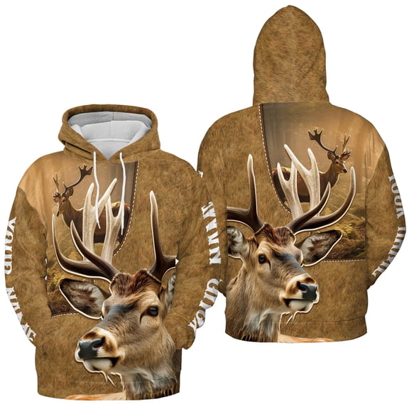 Lotusprinthandmade Deer Hunting Hoodie 3D (Lightweight) S-5XL Multicolor (4XL), 3D Printed Hunting Hoodie