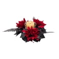 thumbnail image 4 of 13.8 Inch Gothic Halloween Rose Candle Ring Wreath, 3 Inch Inner Diameter Black Artificial Flower Candle Holder Ring with Berries for Dark Theme Mantel Dining Table Centerpiece Witchy Fall Decor, 4 of 8