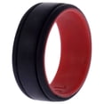 thumbnail image 1 of Anillo de boda de silicona con líneas de 2 capas - Rojo-Negro de ROQ para hombre - Anillo de 10 mm, 1 of 1