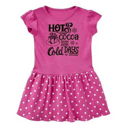 

Inktastic Christmas Hot Cocoa and Cold Days with Snowflakes Gift Baby Girl Dress