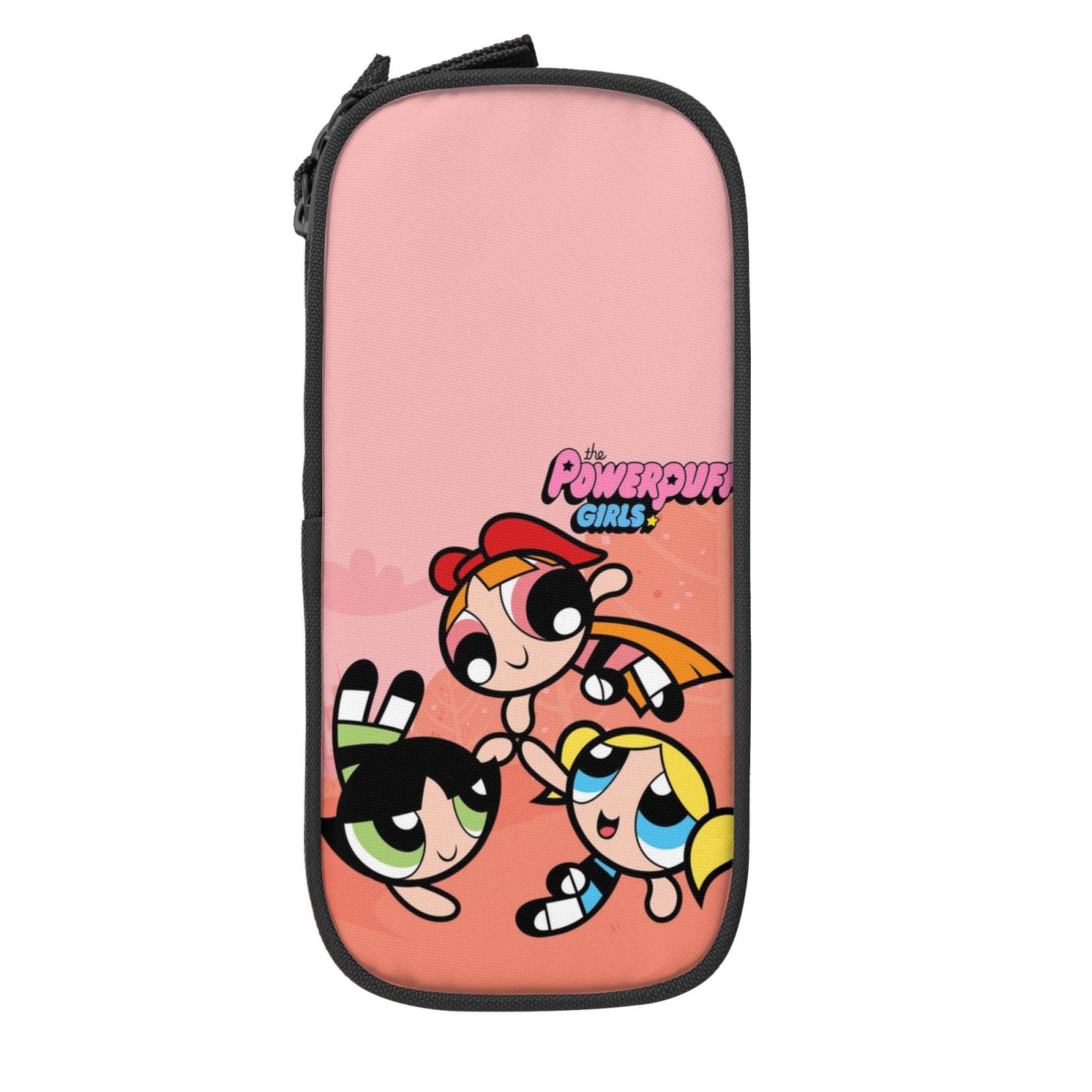 The Powerpuff Gi-rls Pencil Case Large Capacity Pencil Pouch Pen Bag Office Stationery Organizer Travel Makeup Bag Black