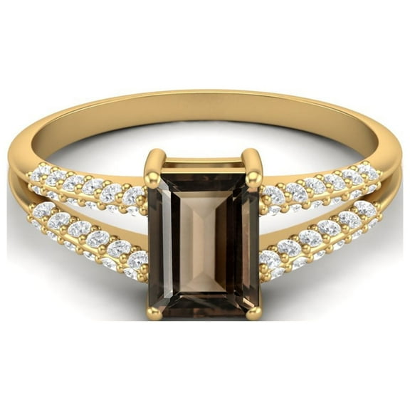 Mooneye 7X5mm Smoky Quartz 925 Sterling Silver Gold Vermeil Women Valentines Day Gift Ring