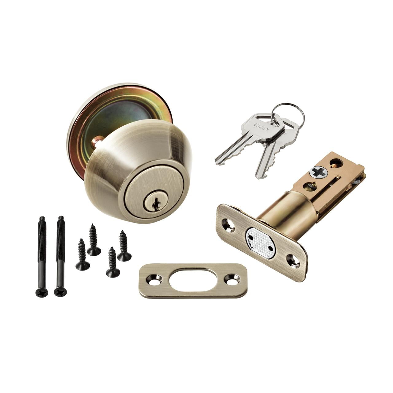 Hyper Tough Keyed Entry Single Cylinder Deadbolt Lock, Antique Brass Finish