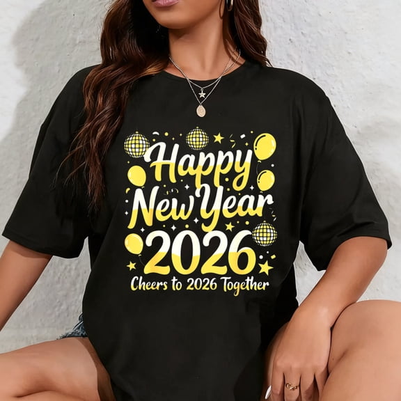 100% Cotton Happy New Year 2026 Family Matching Party Celebration 2026 T-Shirt