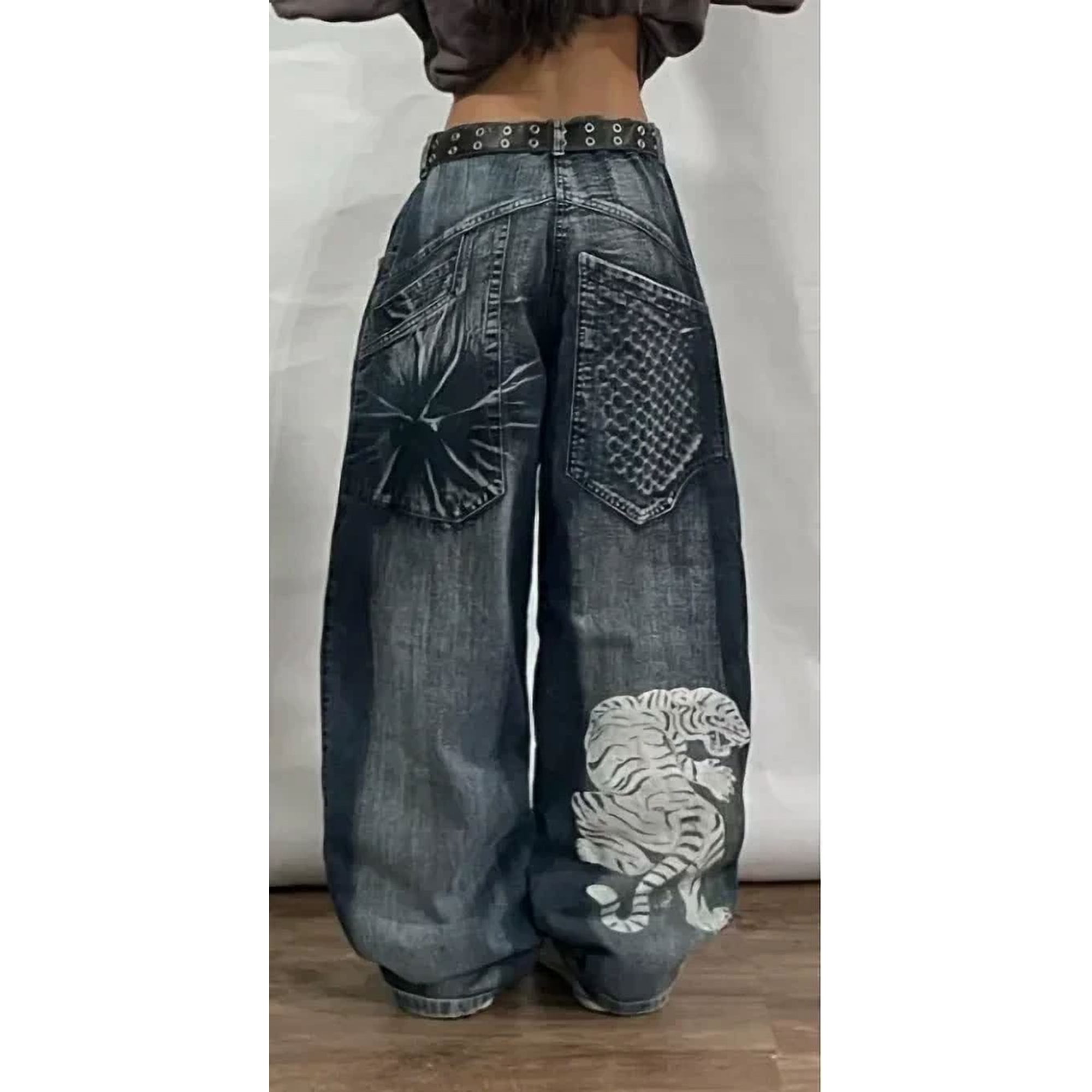 New Retro Southpole Jeans Skull Watermark Loose Jeans Men's and