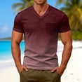 thumbnail image 2 of Men's Gradient V-Neck T-Shirt With Short Sleeve And Chest Pocket Featuring Tie Dye Casual Tee For Summer Spring Streetwear Outfits Gym Workout Turquoise XXXL, 2 of 9
