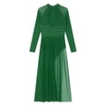 thumbnail image 6 of Alvivi Women's Lyrical Dance Costume Rhinestone Split Sleeved Modern Contemporary Dance Long Dress Green XXL, 6 of 7
