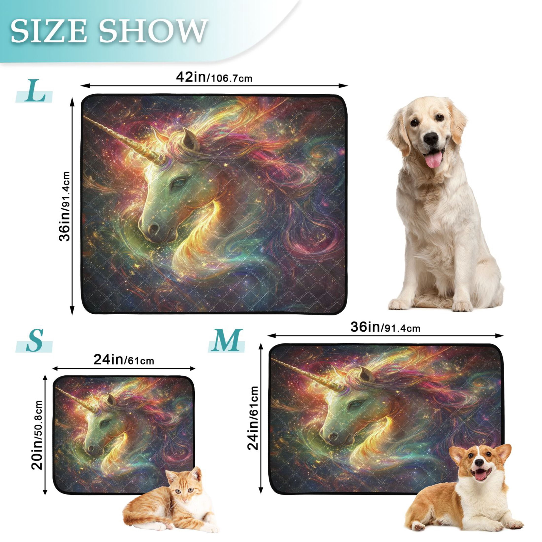 Washable Pet Pee Pads with Super Absorbent Reusable Training Pads for Dogs & Cats Vibrant Colors Unicorn