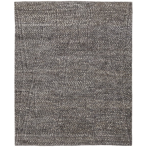 Feizy Dering Modern Polka Dots, Gray/Tan/Taupe, 8' x 10' Area Rug Stain Resistant Pet & Kid Friendly Handmade Casual Solid Design Carpet for Living Dining Bed Room
