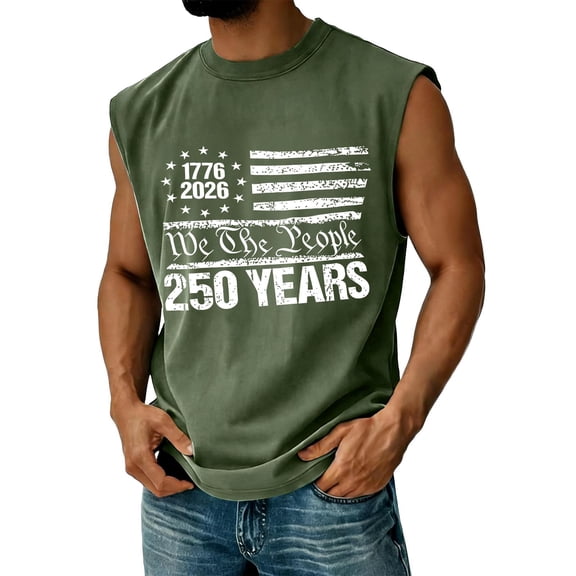 4th of July Shirts for Men Muscle Tank Tops Sleeveless Graphic American Flag Beach Hawaiian T-Shirts