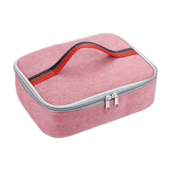 Lunch Bag, Oxford Fabric Insulated Thermal Cooler Portable Handheld Bento Box Container for Work Travel Picnic Outdoor Activities Lightweight Durable Meal Tote 2.7x9.45x12.2in Red