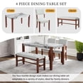 thumbnail image 3 of Harper & Bright Designs Wood Dining Set with Bench for 4, Rectangle Kitchen Table with Marble Veneer Tabletop, 2 Upholstered Chairs for Dining Room, Beige, 3 of 17